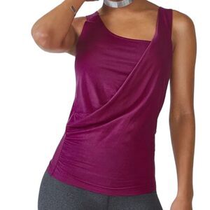 Fabletics Purple Draped Cross Over Wrap Workout Tank XS